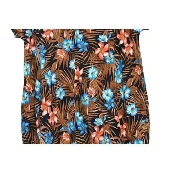 Lands End Mumu Dress Size Large 14-16 Multicolor Floral Tropical Cotton Stretch - Picture 4 of 15